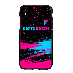 Чехол iPhone XS Max матовый Hoffenheim - neon gradient: символ сверху, цвет: 3D-черный