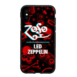 Чехол iPhone XS Max матовый Led Zeppelin rock glitch, цвет: 3D-черный