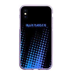 Чехол iPhone XS Max матовый Iron Maiden - neon, цвет: 3D-светло-сиреневый