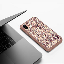 Чехол iPhone XS Max матовый Коричневый с бежевым леопардовый узор, цвет: 3D-коричневый — фото 2