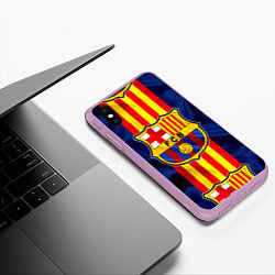 Чехол iPhone XS Max матовый Фк Барселона Лого, цвет: 3D-сиреневый — фото 2