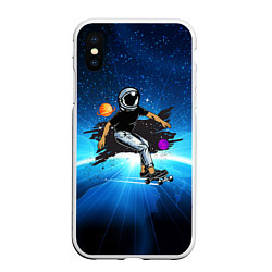 Чехол iPhone XS Max матовый Космонавт на скейте в космосе