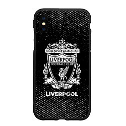 Чехол iPhone XS Max матовый Liverpool с потертостями на темном фоне, цвет: 3D-черный