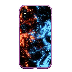 Чехол iPhone XS Max матовый Fire and Water Огонь и вода, цвет: 3D-фиолетовый