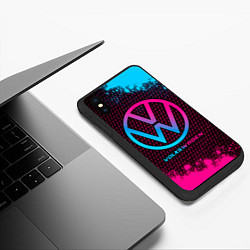 Чехол iPhone XS Max матовый Volkswagen - neon gradient, цвет: 3D-черный — фото 2
