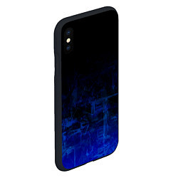 Чехол iPhone XS Max матовый Однотонный черный и темно синий гранжевый градиент, цвет: 3D-черный — фото 2