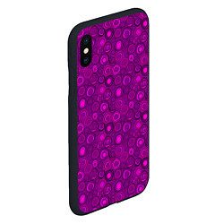 Чехол iPhone XS Max матовый Абстрактный неоновый узор Фуксия, цвет: 3D-черный — фото 2