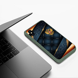 Чехол iPhone XS Max матовый Золотой герб России на объемном фоне, цвет: 3D-темно-зеленый — фото 2