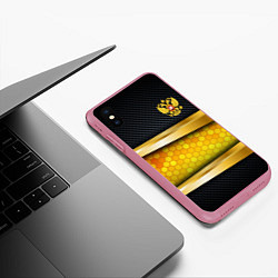 Чехол iPhone XS Max матовый Black & gold - герб России, цвет: 3D-малиновый — фото 2