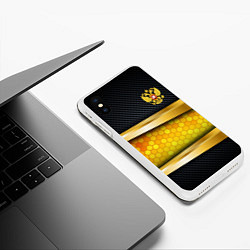 Чехол iPhone XS Max матовый Black & gold - герб России, цвет: 3D-белый — фото 2