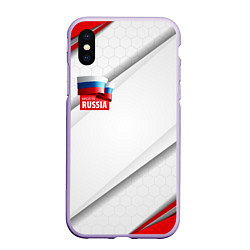 Чехол iPhone XS Max матовый Red & white флаг России, цвет: 3D-светло-сиреневый