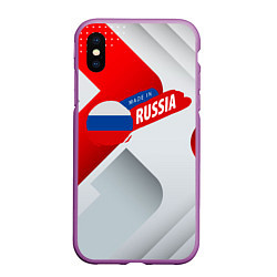 Чехол iPhone XS Max матовый Welcome to Russia red & white, цвет: 3D-фиолетовый