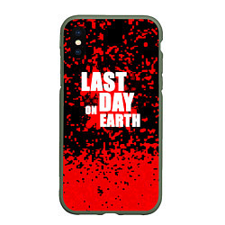 Чехол iPhone XS Max матовый The last of us - красная текстура, цвет: 3D-темно-зеленый