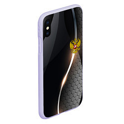 Чехол iPhone XS Max матовый Герб РФ киберпанк, цвет: 3D-светло-сиреневый — фото 2