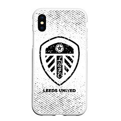 Чехол iPhone XS Max матовый Leeds United с потертостями на светлом фоне, цвет: 3D-белый