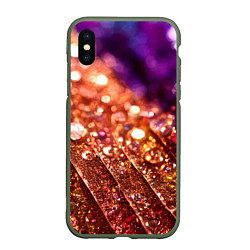 Чехол iPhone XS Max матовый Радужные полосы с каплями, цвет: 3D-темно-зеленый