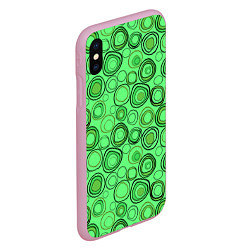 Чехол iPhone XS Max матовый Ярко-зеленый неоновый абстрактный узор, цвет: 3D-розовый — фото 2