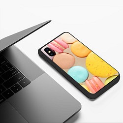 Чехол iPhone XS Max матовый Разноцветные пирожные Макарон, цвет: 3D-черный — фото 2