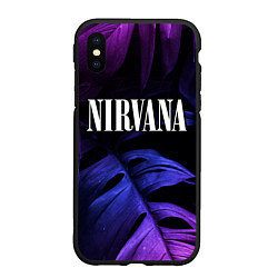 Чехол iPhone XS Max матовый Nirvana neon monstera, цвет: 3D-черный