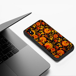 Чехол iPhone XS Max матовый Хохлома роспись, цвет: 3D-черный — фото 2
