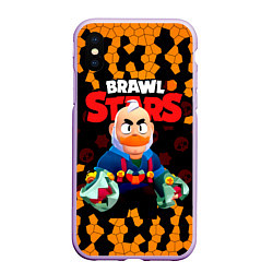 Чехол iPhone XS Max матовый Sam Brawl stars, цвет: 3D-сиреневый