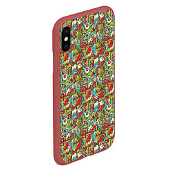 Чехол iPhone XS Max матовый Монстрики, животные и пришельцы, цвет: 3D-красный — фото 2