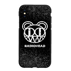 Чехол iPhone XS Max матовый Radiohead с потертостями на темном фоне, цвет: 3D-черный