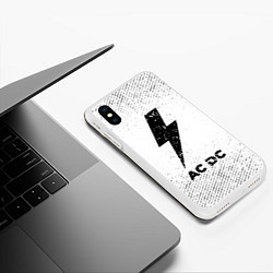 Чехол iPhone XS Max матовый AC DC с потертостями на светлом фоне, цвет: 3D-белый — фото 2