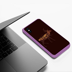 Чехол iPhone XS Max матовый Осенний лес в силуэте оленя, цвет: 3D-фиолетовый — фото 2
