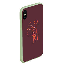 Чехол iPhone XS Max матовый Осенний олень с птицей, цвет: 3D-салатовый — фото 2