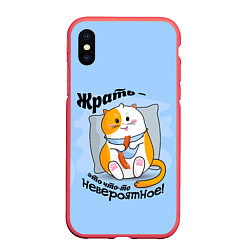 Чехол iPhone XS Max матовый Жрать это что-то невероятное, цвет: 3D-красный