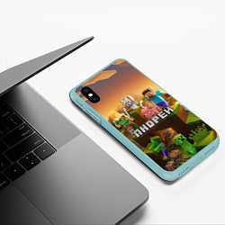 Чехол iPhone XS Max матовый Андрей Minecraft, цвет: 3D-мятный — фото 2