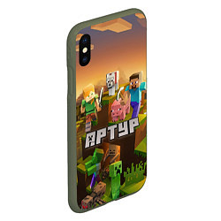 Чехол iPhone XS Max матовый Артур Minecraft, цвет: 3D-темно-зеленый — фото 2