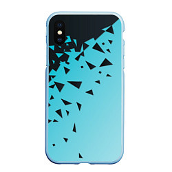 Чехол iPhone XS Max матовый Осколки Абстракции, цвет: 3D-голубой