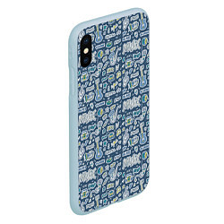 Чехол iPhone XS Max матовый Музыкальные инструменты и стили музыки, цвет: 3D-голубой — фото 2