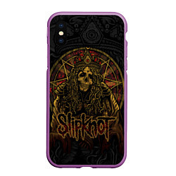 Чехол iPhone XS Max матовый Slipknot - death, цвет: 3D-фиолетовый