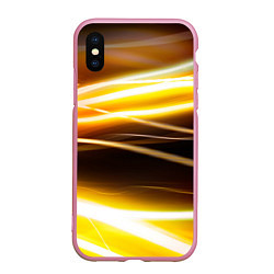 Чехол iPhone XS Max матовый Желтые неоновые полосы, цвет: 3D-розовый