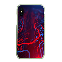 Чехол iPhone XS Max матовый Неоновая электро плата, цвет: 3D-салатовый