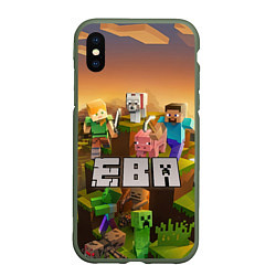 Чехол iPhone XS Max матовый Ева Minecraft, цвет: 3D-темно-зеленый