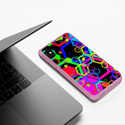 Чехол iPhone XS Max матовый Разноцветная геометрическая текстура, цвет: 3D-розовый — фото 2