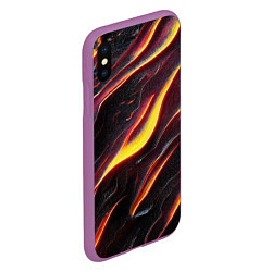 Чехол iPhone XS Max матовый Огонь сквозь расколы в плите как магическая лава, цвет: 3D-фиолетовый — фото 2