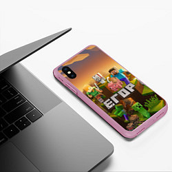 Чехол iPhone XS Max матовый Егор Minecraft, цвет: 3D-розовый — фото 2