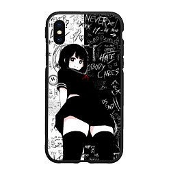 Чехол iPhone XS Max матовый Девочка аниме - dead inside, цвет: 3D-черный
