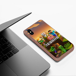 Чехол iPhone XS Max матовый Леонид Minecraft, цвет: 3D-коричневый — фото 2