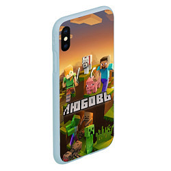 Чехол iPhone XS Max матовый Любовь Minecraft, цвет: 3D-голубой — фото 2