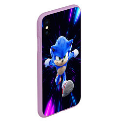 Чехол iPhone XS Max матовый Sonic running, цвет: 3D-сиреневый — фото 2