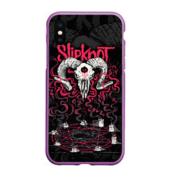 Чехол iPhone XS Max матовый Slipknot - goat skull, цвет: 3D-фиолетовый