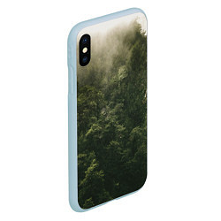 Чехол iPhone XS Max матовый Листья и дождик, цвет: 3D-голубой — фото 2