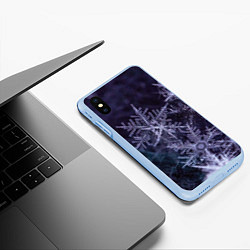 Чехол iPhone XS Max матовый Снежинки макро фото, цвет: 3D-голубой — фото 2