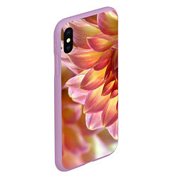 Чехол iPhone XS Max матовый Оранжевые георгины лепестки, цвет: 3D-сиреневый — фото 2